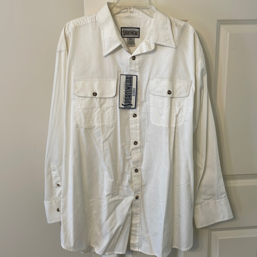 NWT White Button Down 100% Cotton Shirt by Merrill & Forbes.